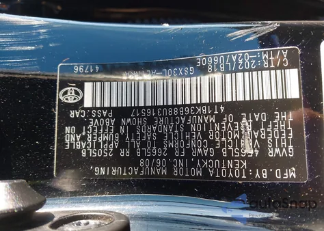 2008 Toyota Avalon Touring из США, поврежденный, VIN 4T1BK36B88U316517